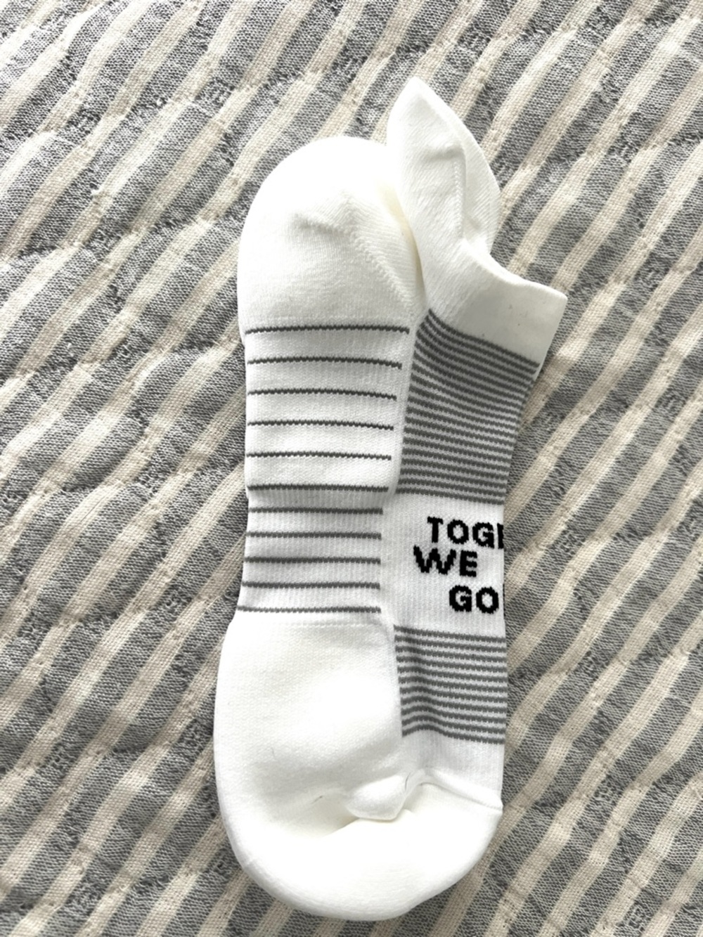 Peloton White & Black Striped Low-Cut Athletic Workout Socks Together We Go Far